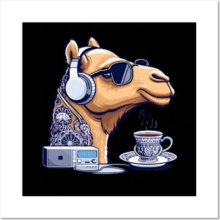 A camel listening to music Posters and Art